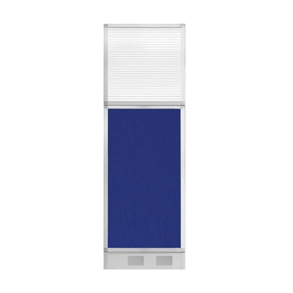 Versare Hush Panel Cubicle Partition 2' x 6' Royal Blue Fabric Clear Fluted Window w/ Cable Channel 1856205-1 - main